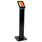 Use This Locking Floor Stand iPad Kiosk as an Interactive Advertising Tool Black locking floor stand iPad kiosk with durable aluminum construction
