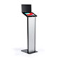 Brandable Tablet Kiosk - 15.0"w x 55.5"h x 12.0"d 15.0"w x 55.5"h x 12.0"d Black and silver brandable tablet kiosk