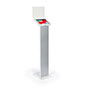 iPad Kiosk with Panel at 15.0"w x 55.5"h x 12.0"d 15.0"w x 55.5"h x 12.0"d White iPad kiosk with panel