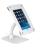 White Wall/Counter Mount iPad Frame - Flexible Gooseneck Arm White wall/counter mount iPad frame