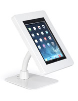 White steel anti-theft multi-mount iPad tablet stand