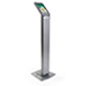 Classy Silver Pillar Base iPad Pro Kiosk Makes a Visual Impact Pillar base iPad Pro kiosk in powder-coated silver