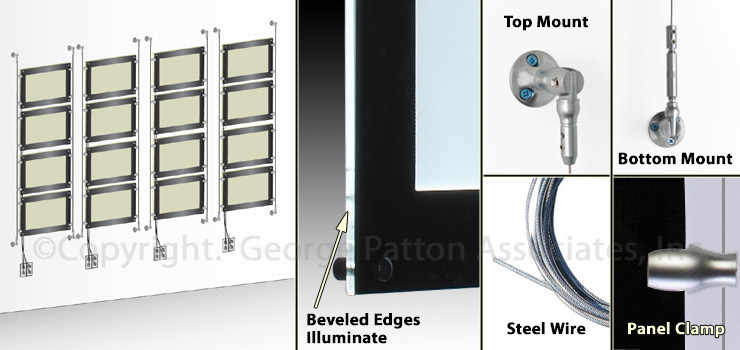 Acrylic Light Panels - 1x1 Matrix w/ (1) 11" x 17" Single-Graphic Backlit Panel & Cable System Acrylic Light Panels