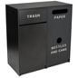 Side by Side Unit Trash Can Receptacle Trash Can Receptacle with 3 Separate Compartments