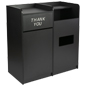 Side By Side Recycling and Waste Receptacle, Dual Bins Side By Side Recycling and Waste Receptacle, Engraved Message