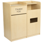 Wooden Dual Trash Can and Recycling Receptacle Dual Trash Can and Recycling Receptacle for Food Service