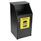 This Top Loading Trash Can with Custom Printing has a Sleek Black Finish Trash can with custom printing features 36 gallon waste capacity