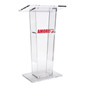 Transparent Podium with Custom Graphic for Presentations Transparent Podium with Custom Graphic with Shelf