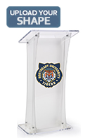 Personalized acrylic podium panel can be cut to any shape