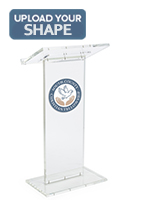 Custom printed podium plaque adds a professional look to your stand