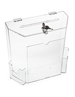 Clear Suggestion Box with Brochure Pockets & Hinged Lid