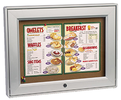 Outdoor menu displays have a waterproof door that locks to prevent tampering Outdoor Menu Display