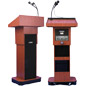 Mahogany Adjustable Height Lecturn Wireless Lapel Microphone adjustable height lecturn