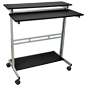 Height Adjustable Computer Desk w/ 3 Surfaces Height Adjustable Computer Desk w/ Lockable Wheels