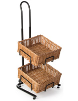 2 Tier Square Basket Stand Features Portable Design to Move as Needed Throughout the Store 2 Tier Square Basket Stand with Levelers