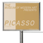 Vertical Stanchion Signage Cap Utilizes a Minimalist Style to Work with Any Space 11 x 8.5 silver vertical stanchion signage cap recommended for 39" high posts