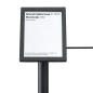 Exhibit 45-Degree Stanchion Signage Plate Draws Attention Without Becoming Distracting Black exhibit 45-degree stanchion signage plate holds 4 x 6 media