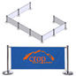 Blue Crowd Control Systems with Custom Printed Banners Blue Crowd Control Systems