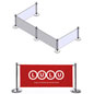 Red Crowd Barrier with 4 Custom Printed Banners Red Crowd Barrier