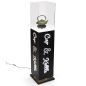 Custom Lighted Display Pedestal For Sculpture with Clean and Minimal Design 52.5 inch tall x 11.75 inch wide black custom lighted display pedestal for sculpture