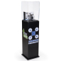 Custom Acrylic Display Pedestal with Glossy Black Rectangular Base 52.5 h x 11.75 w black custom acrylic display pedestal