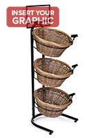 3 tier basket stand with sturdy powder-coated steel frame