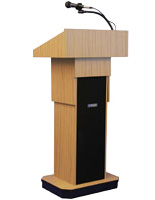 Podiums with speakers and microphones can be height adjustable to accommodate any presenter Podiums with Speakers and Microphones