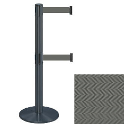 Dual Line Tensabarrier Post Satin Black Finish With Gray Belt Tensabarrier Post