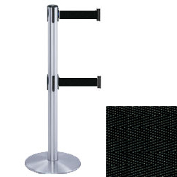 Dual Line Tensabarrier Post Satin Chrome Finish With Black Belts Tensabarrier Post