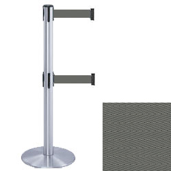 Dual Line Tensabarrier Post Satin Chrome Finish With Gray Belts Tensabarrier Post