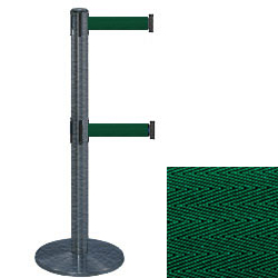 Dual Line Tensabarrier Post Wrinkle Black Finish With Dark Green Belts Tensabarrier Post