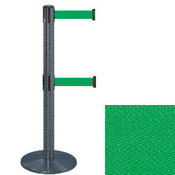 Dual Line Tensabarrier Post Wrinkle Black Finish With Green Belts Tensabarrier Post
