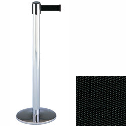 Polished Chrome Retractable Tape Stantions With 13' Black Belt retractable tape stantions