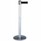 Polished Chrome Retractable Tape Stantions With 13' Black Belt retractable tape stantions