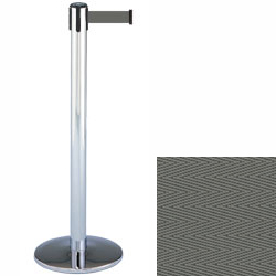 Polished Chrome Retractable Tape Stantions With Gray 13' Belt retractable belt stanchions