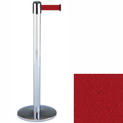 Polished Chrome Retractable Tape Stantions With Maroon 13' Belt belt stanchion