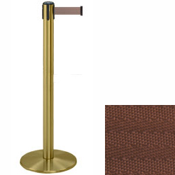 Satin Brass Retractable Tape Stantions With Brown Belt stantions