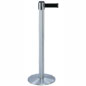 Satin Chrome Retractable Tape Stanchions With 13' Black Belt retractable tape stanchions