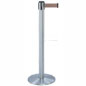 Crowd Control Stanchion Satin Chrome Post with Brown Belt crowd control stanchion