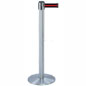 Crowd Control Stanchion Satin Chrome Post With Black/Red Belt crowd control stanchion