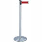 Crowd Control Stanchion Satin Chrome with Maroon Belt crowd control stanchion