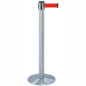 Crowd Control Stanchions Satin Chrome Post With Red Belt crowd control stanchions