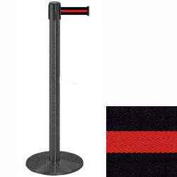 Wrinkle Black Post Black Belt with Red Stripe Black Post