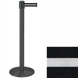 Wrinkle Black Stanchions With Black Belt with White Stripe stanchions