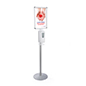 This Sanitizing Stand with Automatic Dispenser and 11" x 17" Media Area is Ideal for High Traffic Areas Sanitizing stand with silver finish
