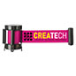 Pink Stanchion Belt With Custom Printing Reinforces Brand Identity 6.5-foot long pink stanchion belt with custom printing
