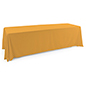 This Golden Polyester Table Cover Is Great to Have for Additional Safety Precautions Golden polyester table cover with material that is flame retardant