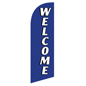 WELCOME Blue Feather Banner on Polyester Fabric Polyester WELCOME blue feather banner for REWELBL Kits
