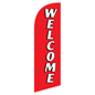 WELCOME Red Promotional Flag with Single-Sided Graphic Single-sided WELCOME red promotional flag for REWELRD Kits