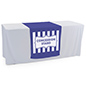 This Printed Table Runner Provides Coverage for 6 Foot Long Tabletops Royal blue printed table runner with one color imprint